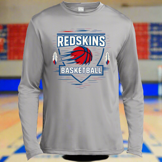 "All In" Redskins Basketball - Long Sleeve Performance Tee