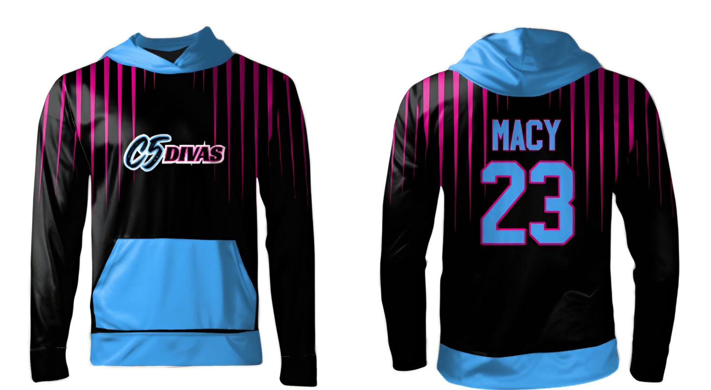C5 Divas - Personalized- Long Sleeved Fleece Hoodie