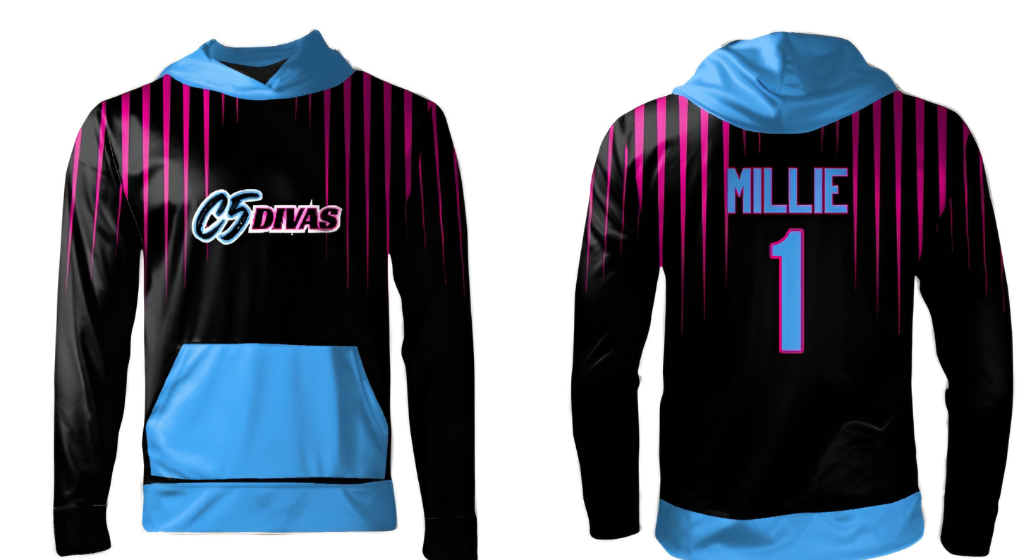 C5 Divas - Personalized- Long Sleeved Fleece Hoodie