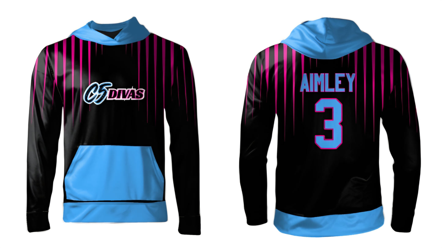 C5 Divas - Personalized- Long Sleeved Fleece Hoodie