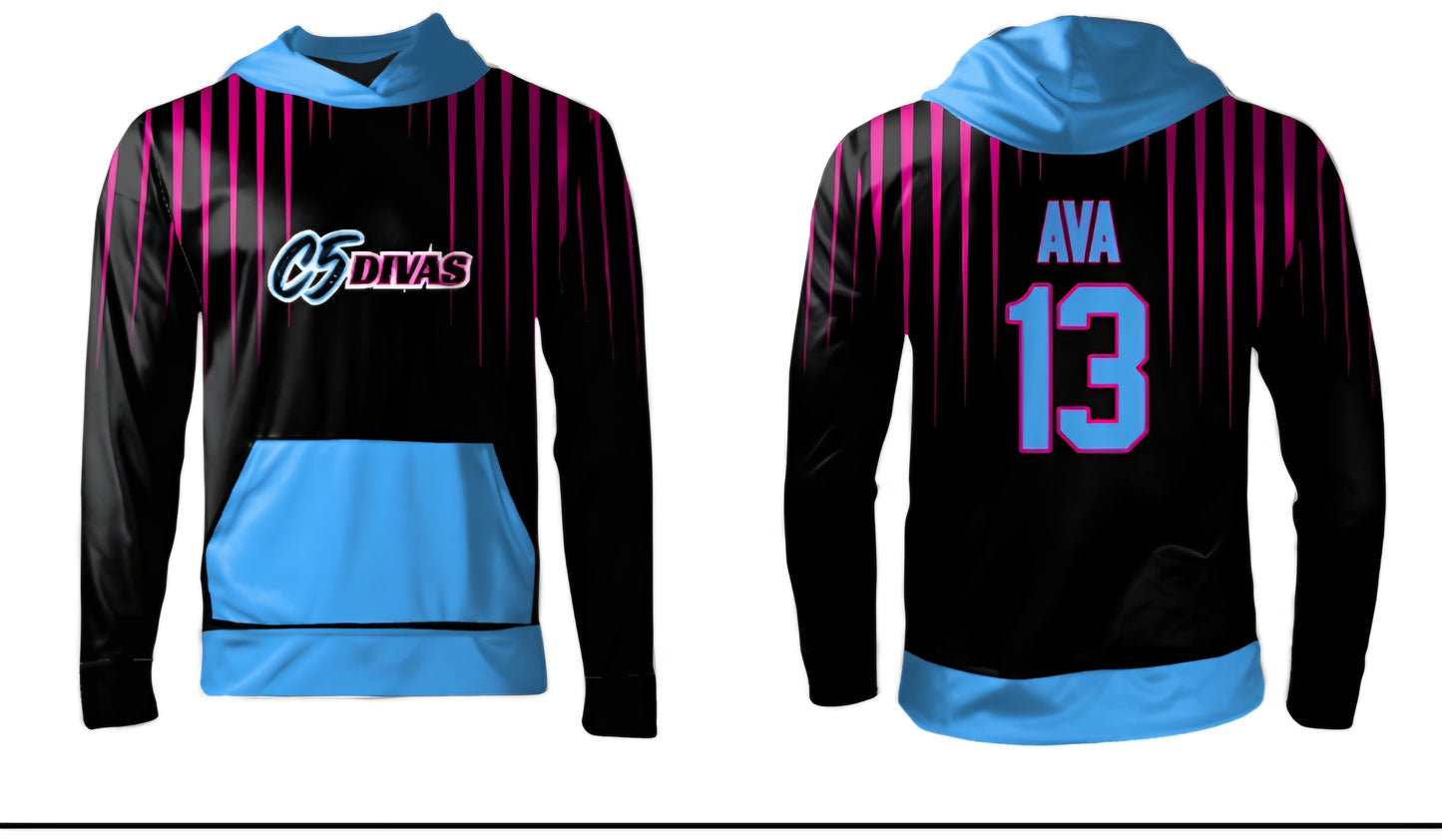 C5 Divas - Personalized- Long Sleeved Fleece Hoodie
